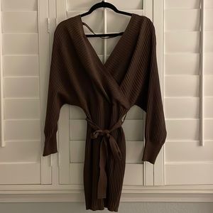 Sweater dress / sexy cute winter time brown casual